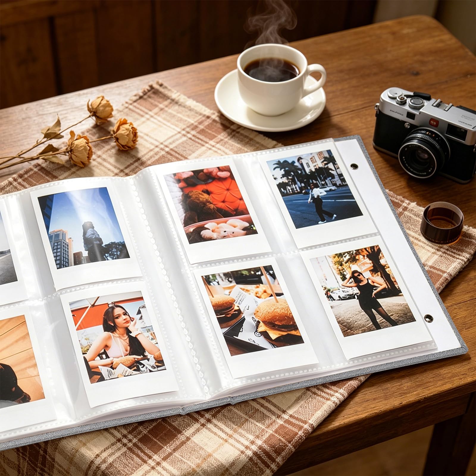 Álbum de fotos pequeño Polaroid de 2 x 3 pulgadas, paquete de 2 cuadernos de lino, cada mini álbum tiene capacidad para 208 fotos para Fujifilm Instax Mini Polaroid Snap