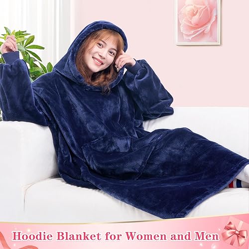 Miniatura 3 de Waitu - Sudadera tipo manta, para regalar a hombre o mujer, muy cálida y agradable, grande, con capucha, de gruesa franela, con mangas y un bolsillo