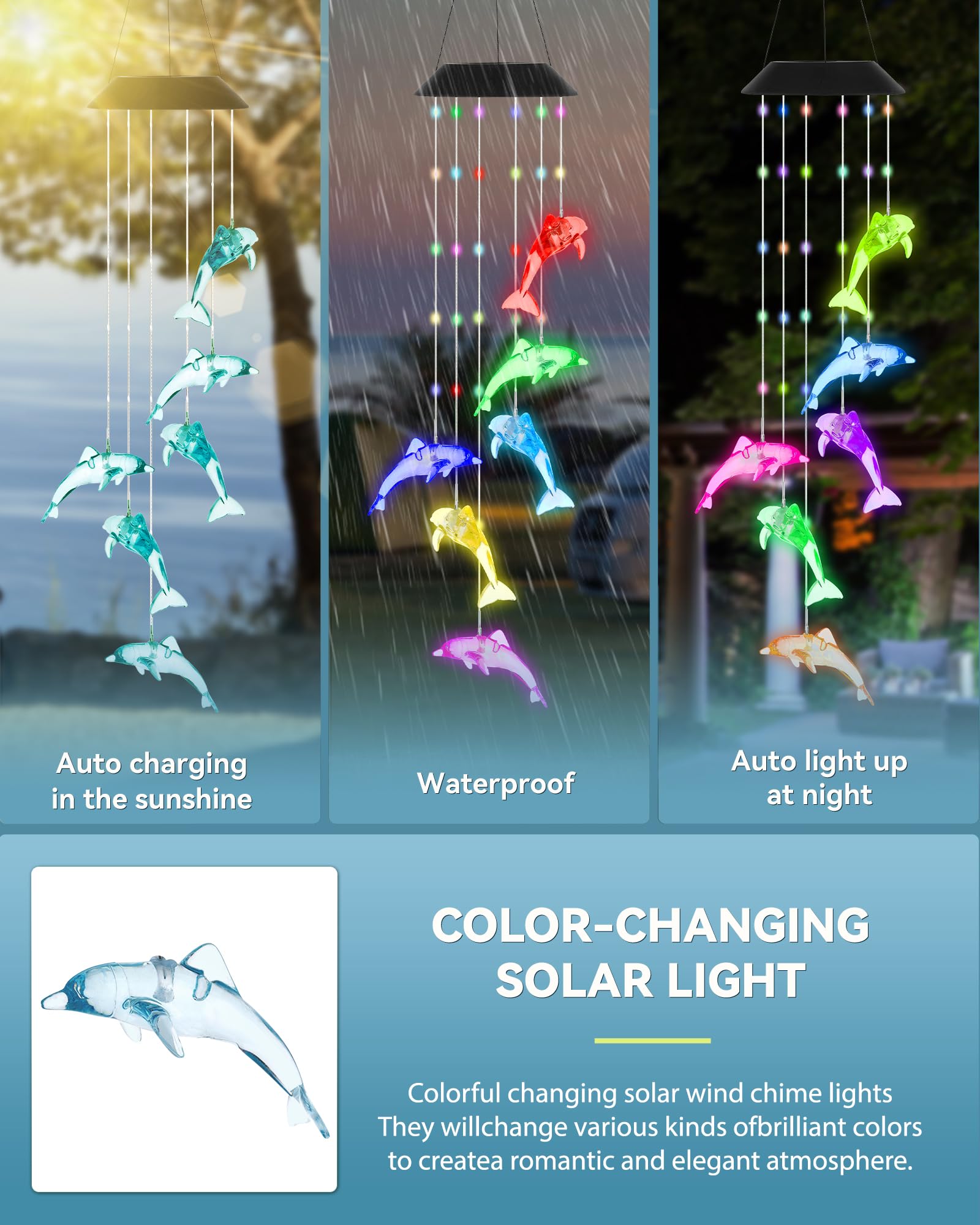 DOUBLEZHE Carillon éolien Solaire En Forme De Colibri Avec