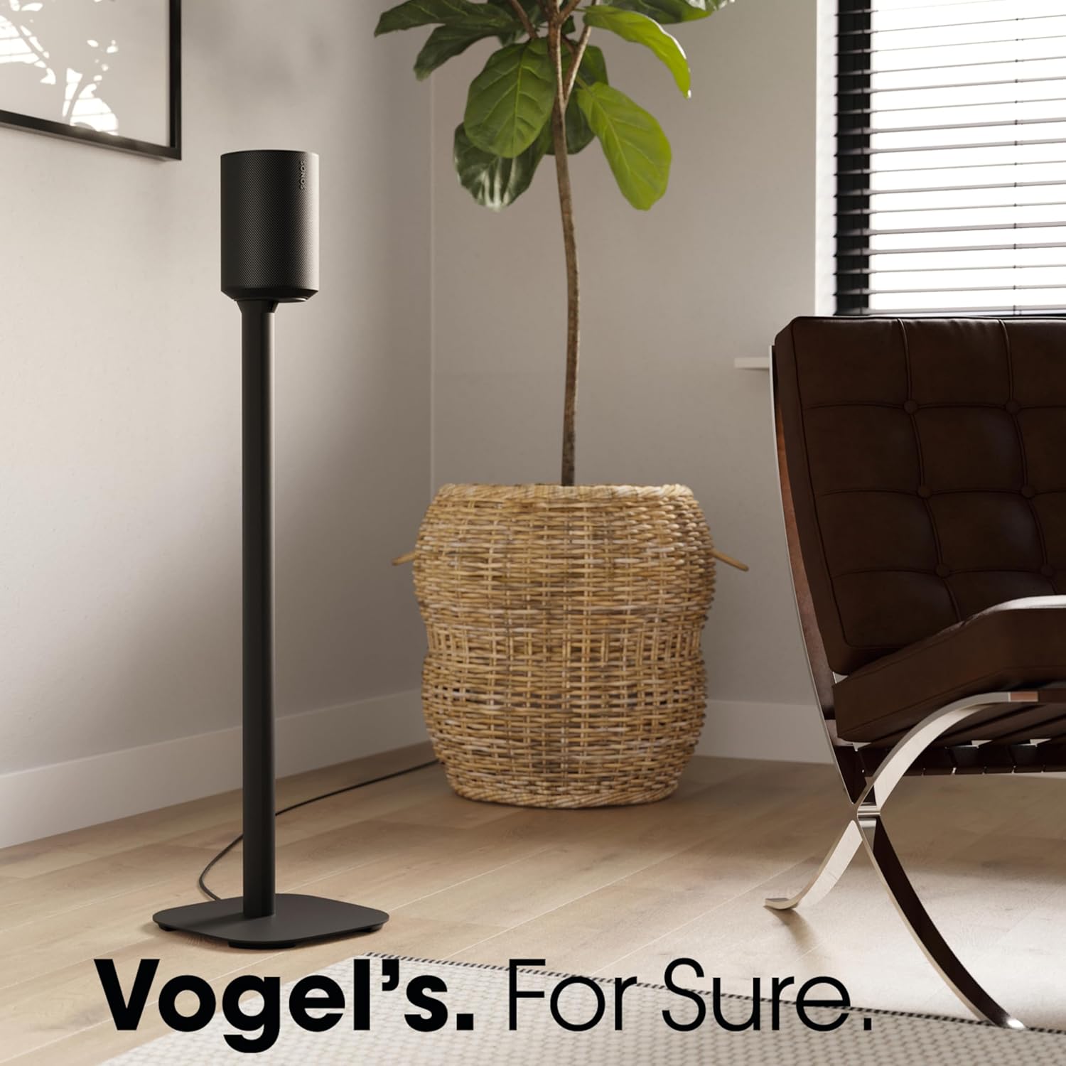 Vogel's SFS 4113 Speaker Floor Stand for Sonos ERA 100, Cable Inlay System, Height: 32,3 inch (82 cm), Exceptionally Stable, Black, 1 Floor Stand - Image 6