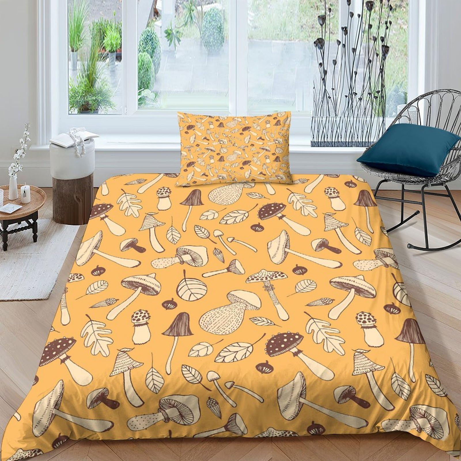 Parure de lit champignon 3D microfibre douce et zippée