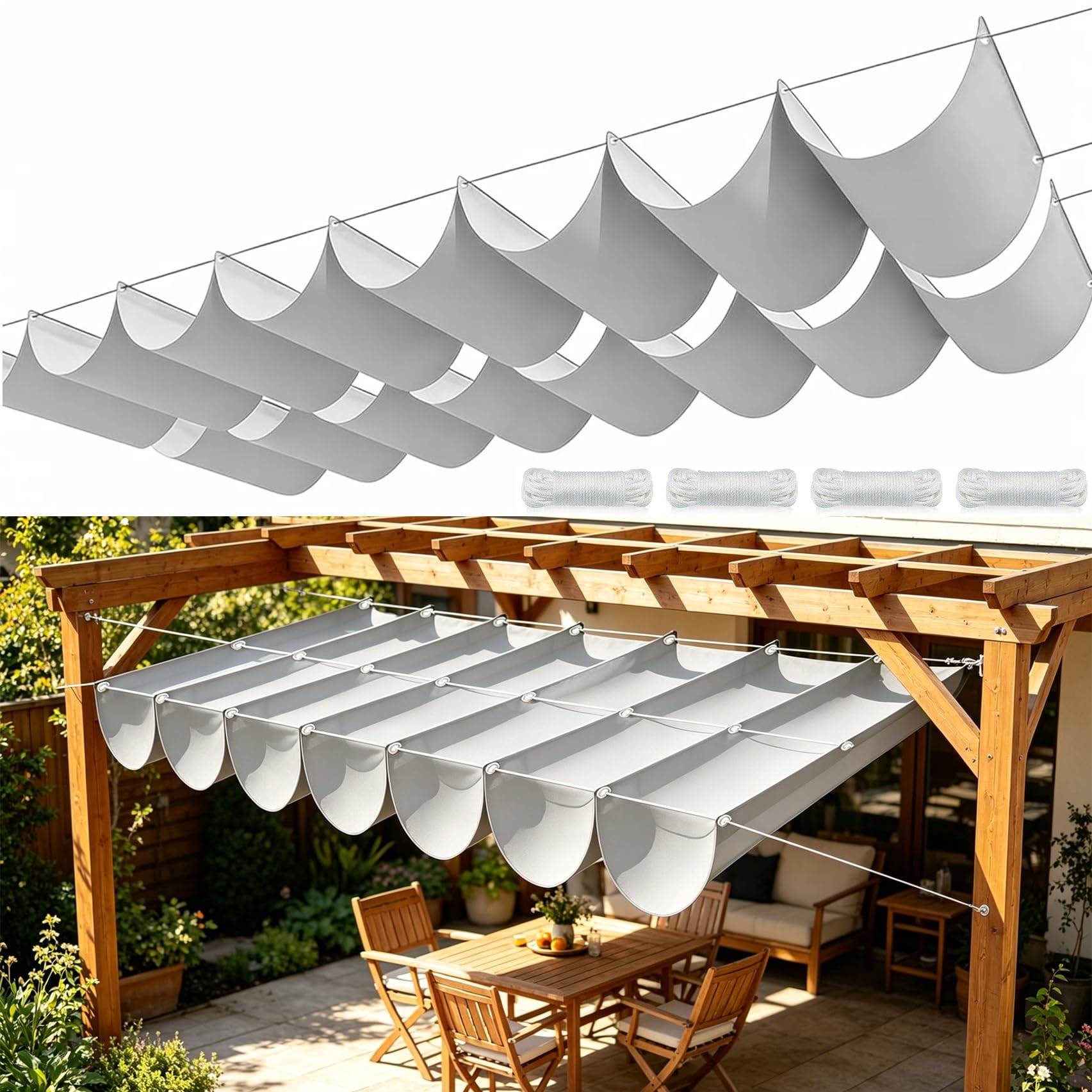 Voile ombrage rétractable imperméable 290x500 anti-UV pour toit et serre jardin