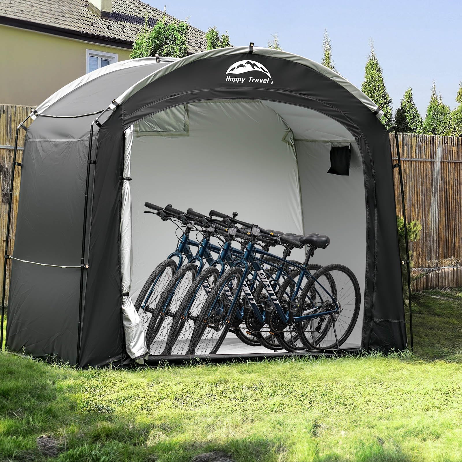 Garvee Abri Extérieur de Stockage pour 4 à 5 Vélos ou Motos, Noir