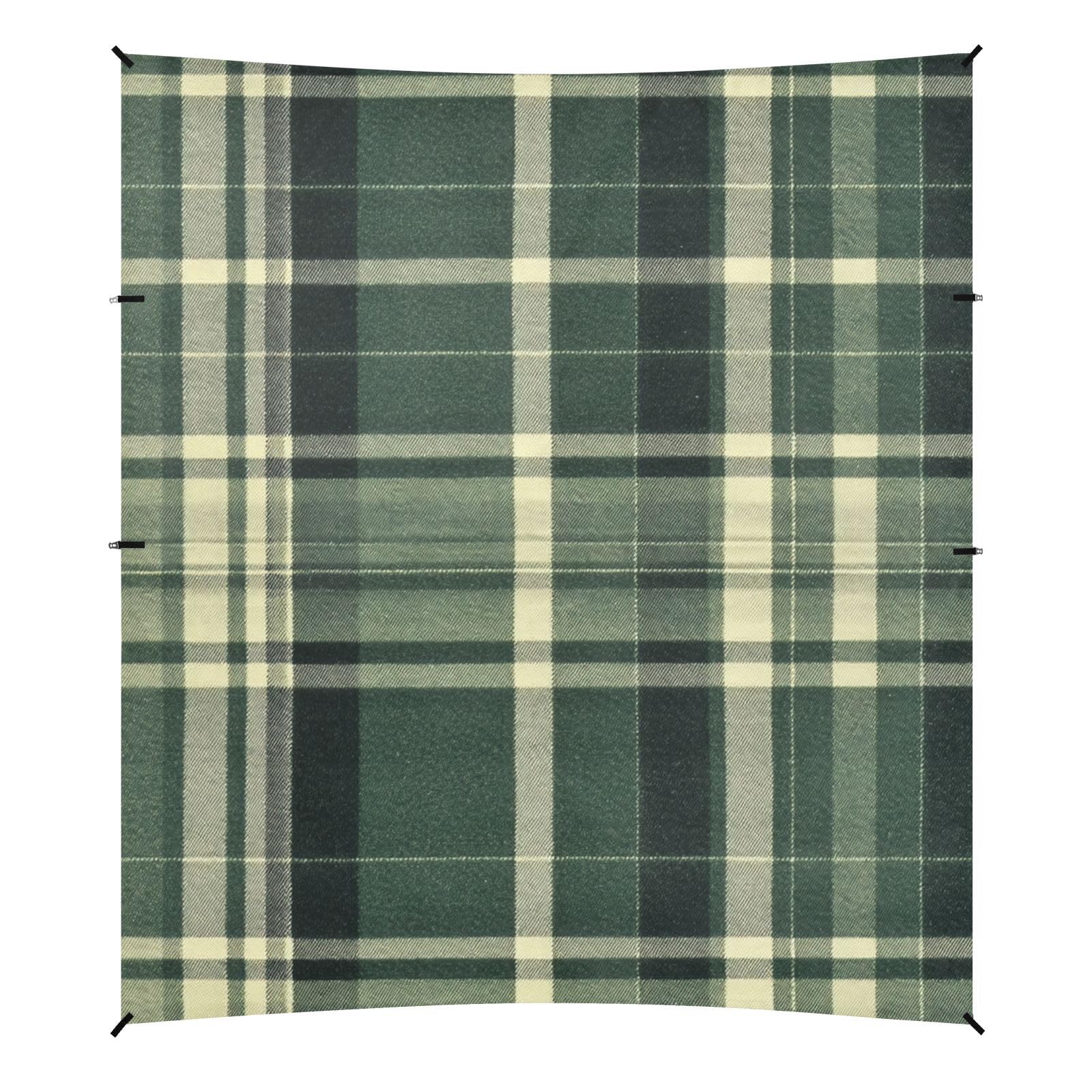 Springgreen Buffalo Plaid Check Tartan Scotland Beach Cabana Tent UPF50+ Easy Setup Portable Sunshade with Sand Pockets for Family Travel