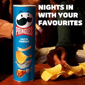 Pringles Salt & Vinegar Sharing Crisps 185g (Pack of 4)