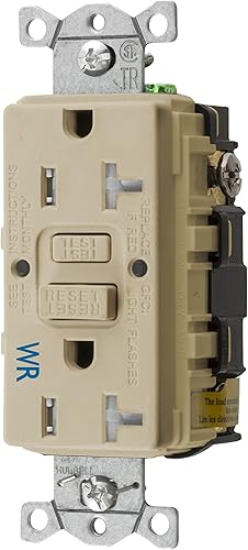 Miniatura 7 de Bryant Electric GFTWRST20W Receptáculo GFCI dúplex duplex de 20 amperios y 125 V, para uso comercialresidencial, resistente a manipulaciones y a la