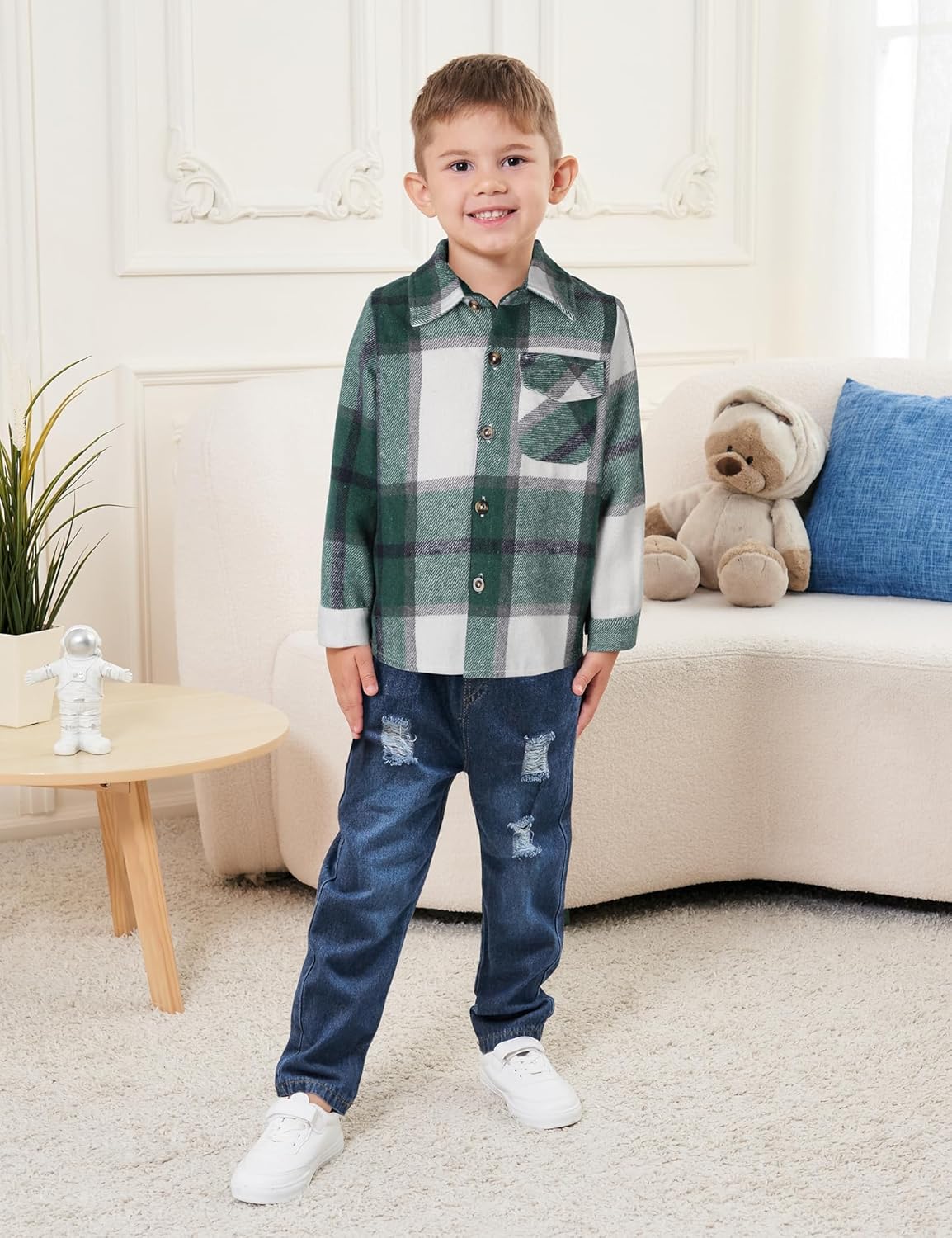 3Pcs Toddler Boy Clothes Botton Down Shirt and T-Shirt with Pants Toddler Boys Winter Clothes - Image 3