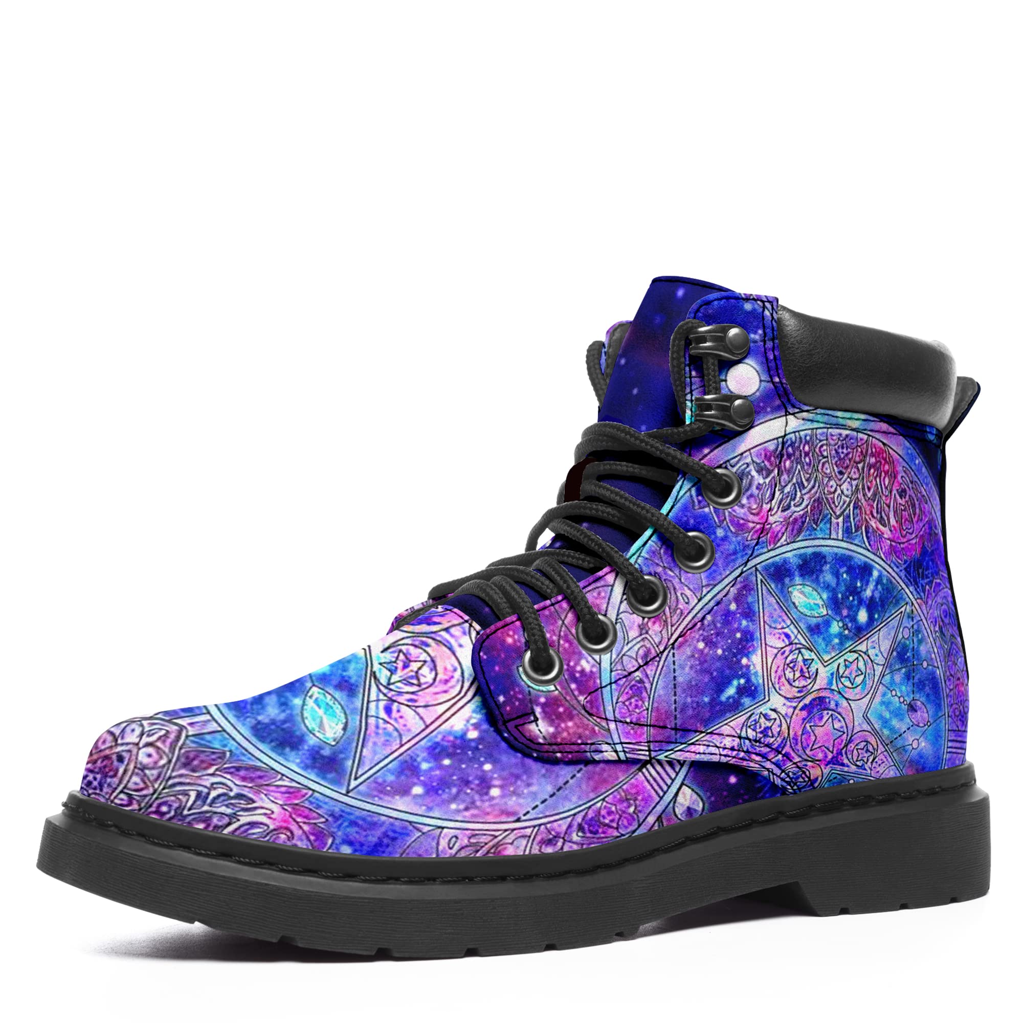 coolcustomize Sun & Moon Planets Printed Boots for Men and Women, Winter Lace up Anti-Slip Platform Booties Outdoor Custom Boots for Unisex, Personalized Mom Shoes Gifts