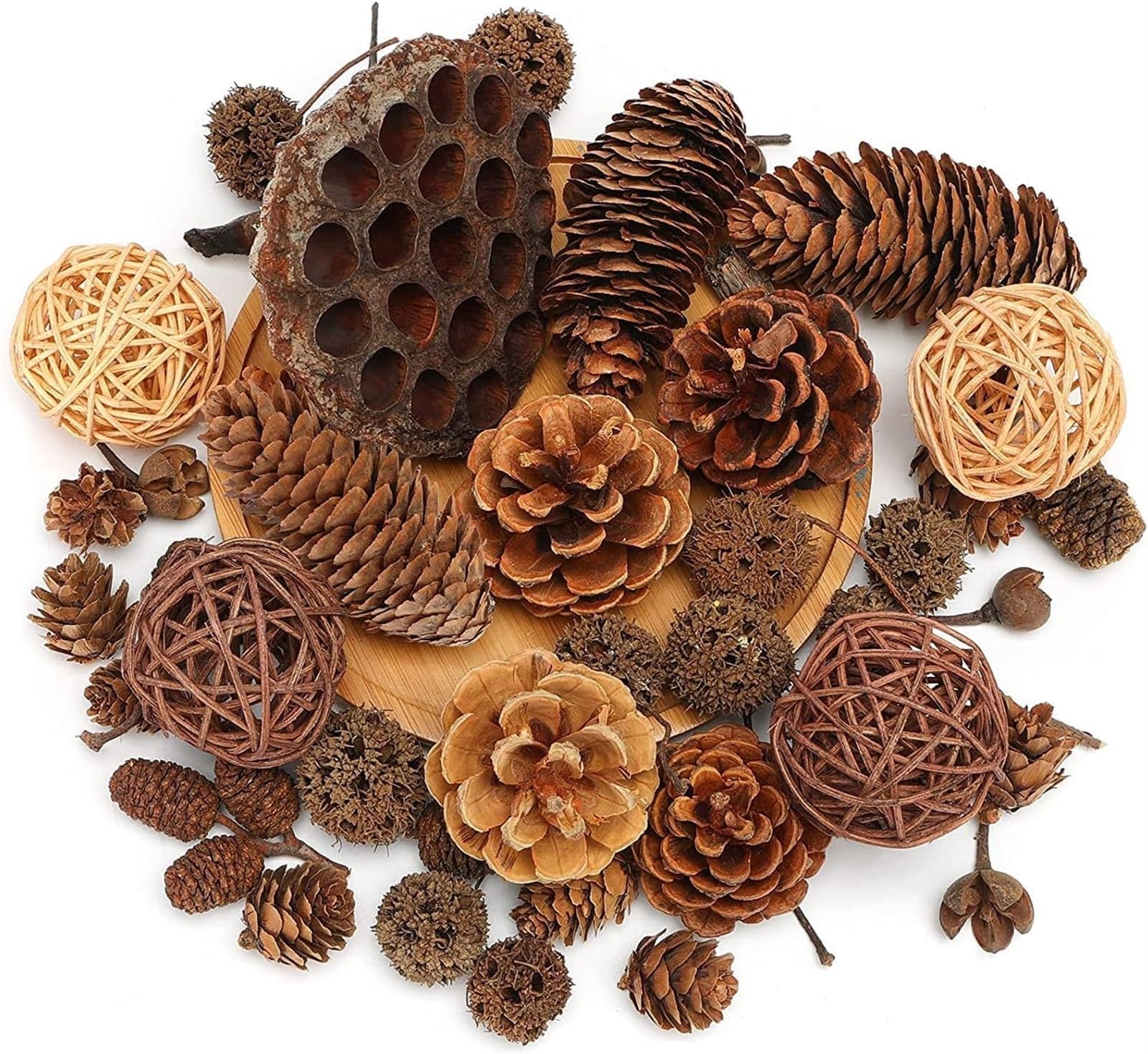 THE WHITE SHOP 1 set of Random Natural Mini Pine Cones Thanksgiving Small Pinecones Ornaments Vase Fillers for DIY Crafts, Home Decorations,Fall and Wedding Decor