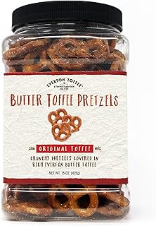 Everton Original Butter Toffee Pretzels: Gourmet Artisan, made in small batches. 15oz Gourmet Grab Jar