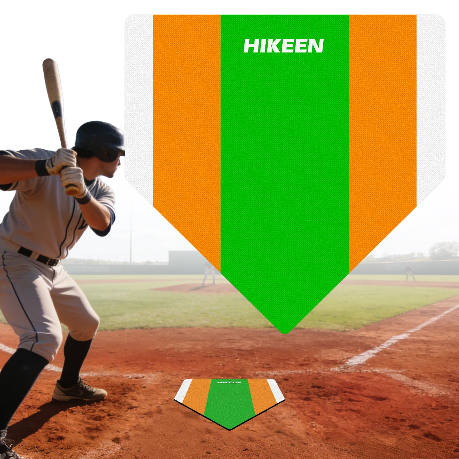 Hikeen Baseball & Softball Training Home Plate,17" Colored Blended Non-Slip Rubber Mat for Pitching & Hitting Practice,Portable Indoor Outdoor Pitchers Plate with Carry Bag