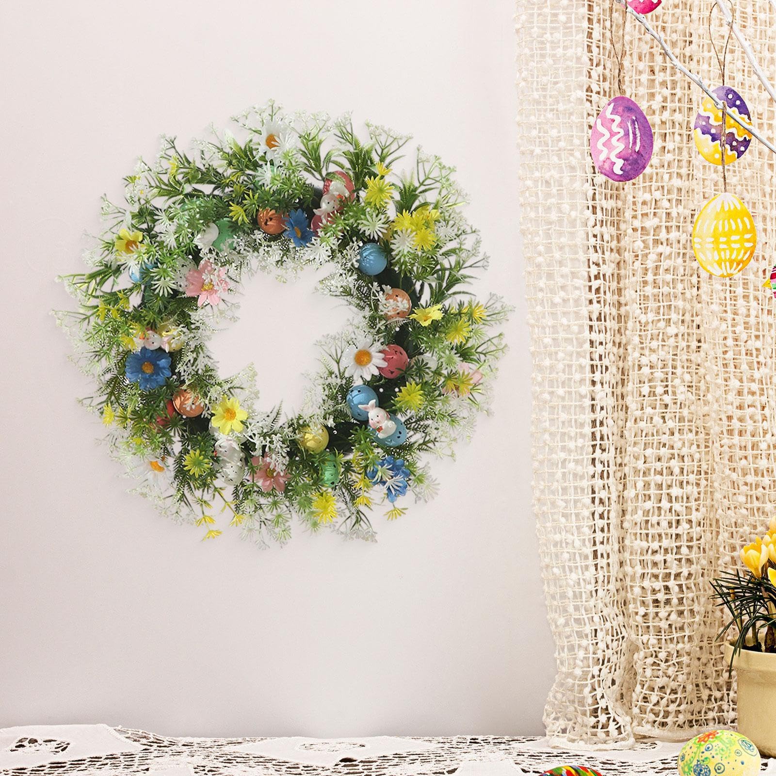 Corona de Pascua para Puerta Principal, Creativa, Artificial, con Huevo Y, Decoración de Primavera.