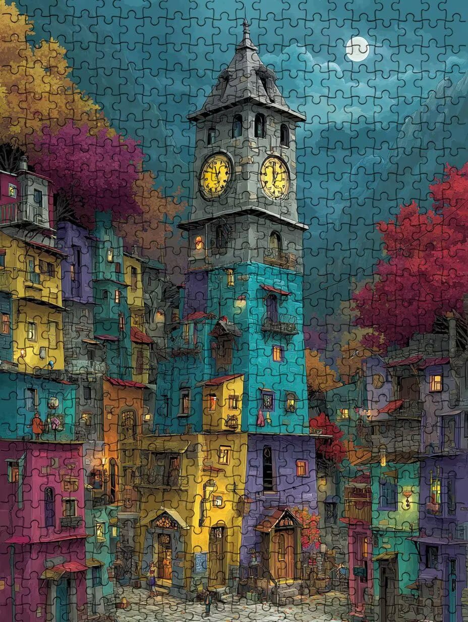 Escena De La Comunidad Puzzle 1000 Piezas, Rompecabezas Adultos Puzzle, Desafiante Puzzles de Decoración Juego de, Juego Educativo para Toda la Familia, para Regalo Decoración FNKL7-1034