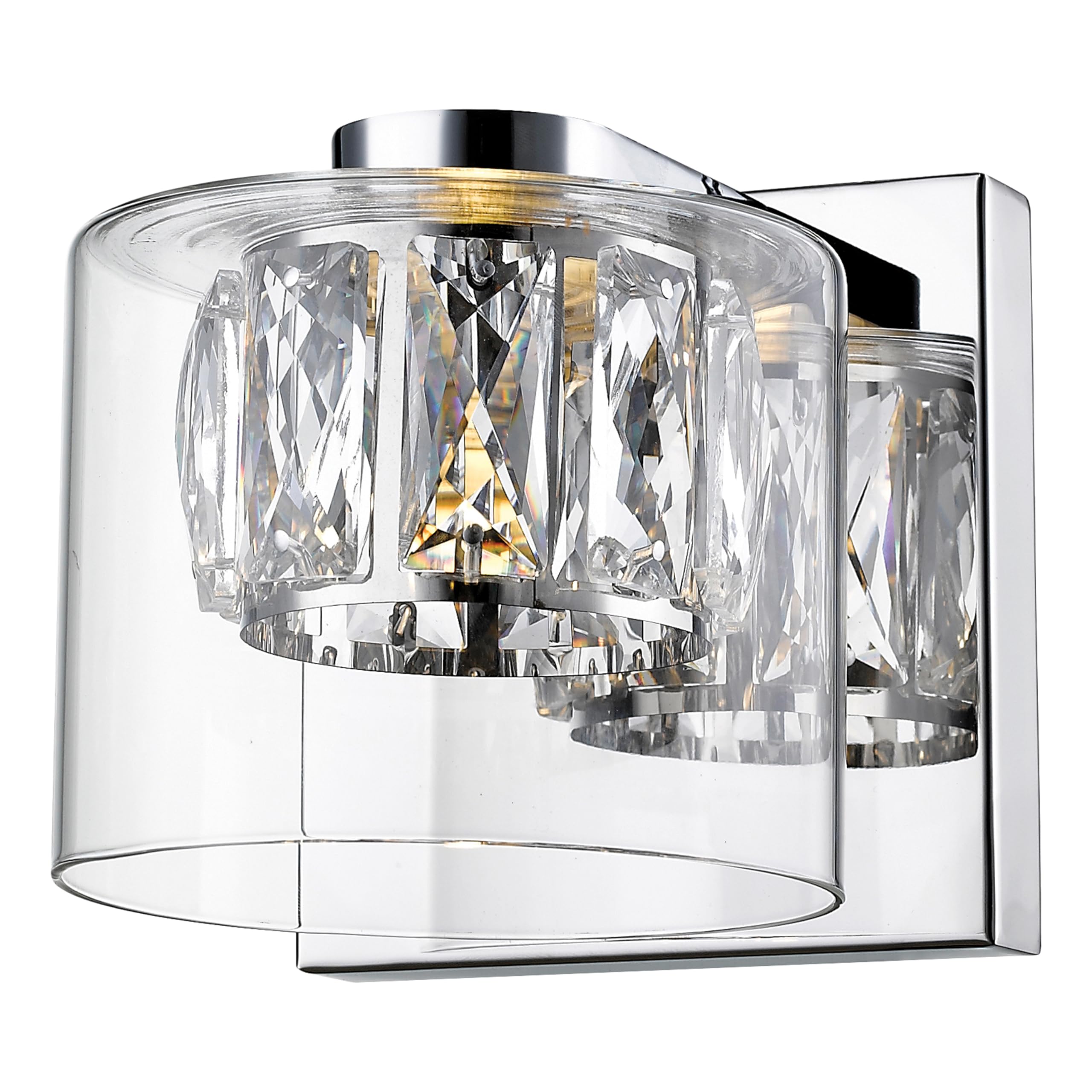 Access Lighting Private Collection Crystal Vanity - Mirrored Stainless Steel Finish with Clear Crystal and Clear Glass Shade