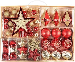 Valery Madelyn 北欧風 クリスマス オーナメント クリスマスツリー 飾り 豪華 70個セット レッド ゴールド 赤 赤金 クリスマス 飾り オーナメント ボール 飾り付け おしゃれ ゴージャス