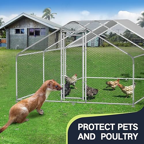 Miniatura 7 de TOREAD Jaula de metal para gallinero de 19.7 pies con cubierta impermeable y protectora UV para uso en granja al aire libre (9.8 pies de largo x