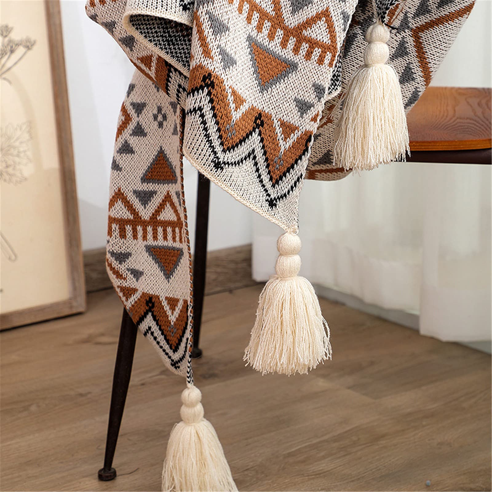 SWECOMZE Boho Wohndecke Weich Strick Quaste Kuscheldecke Sofadecke Schlafdecke Decke (130 x 170 cm)