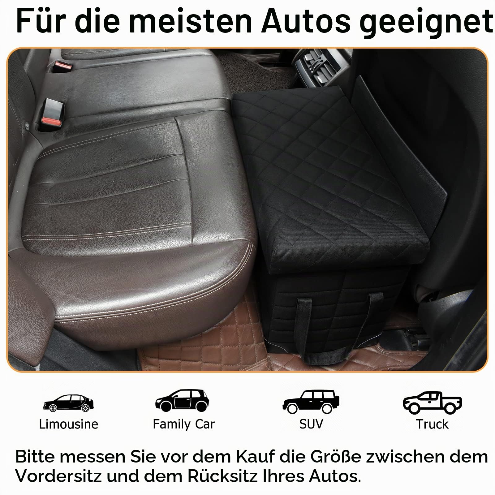 LIONROGE Auto-Rücksitzverlängerung für große Hunde bis zu 90 kg, Rücksitzverlängerung mit Stauraum und Vordersitz, verhindert, DASS Hunde vom Sitz Fallen