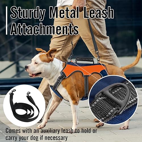 Miniatura 7 de Arnés para perro a prueba de escapes, chaleco reflectante ajustable sin tirones con asa de elevación y clip para correa, arnés de cuerpo completo