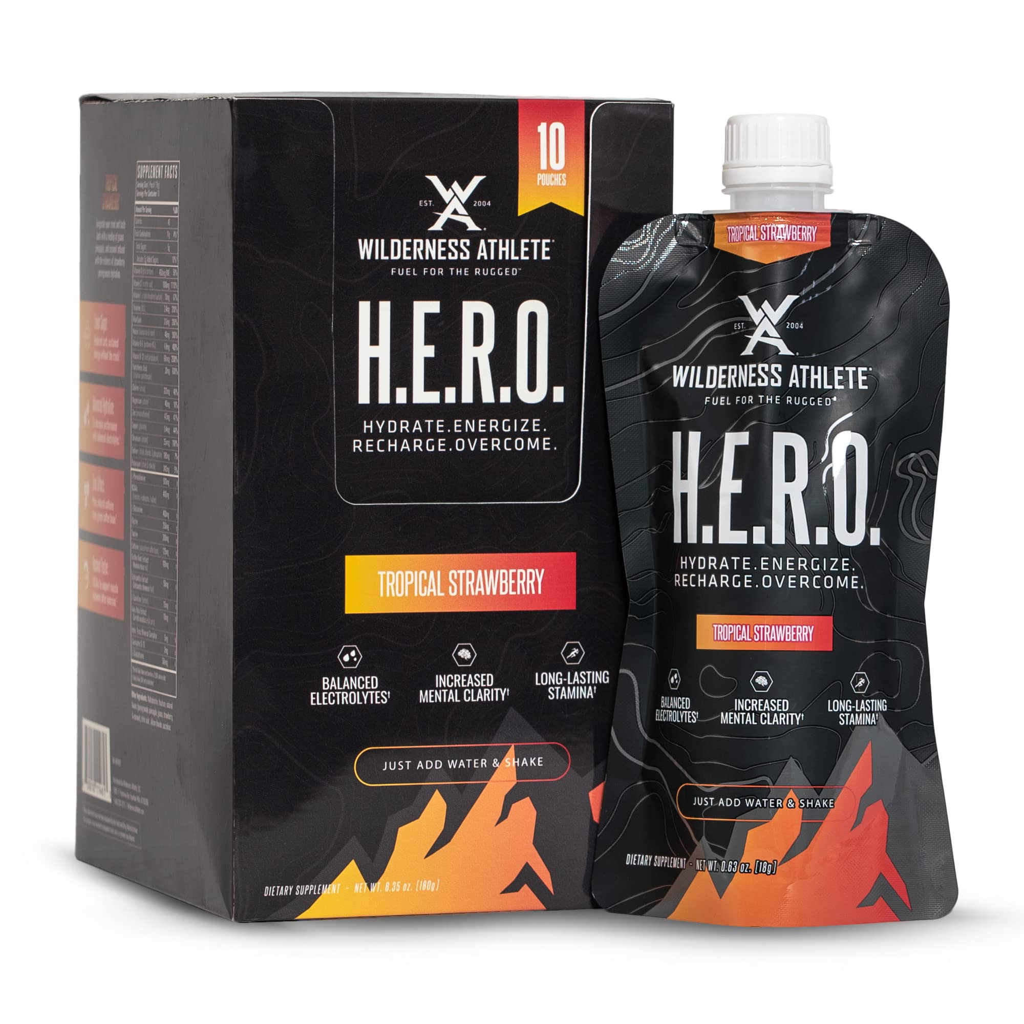 Wilderness AthleteH.E.R.O. | Hydrate Energize Recharge Overcome - Energy Powder with Zero Sugar - Hydration Electrolyte Mix with 1000mg of Vitamin C (10ct. Box)