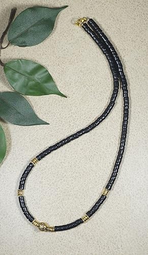 Miniatura 3 de Beautiful Handmade Black Coco Shell with Gold Bead Necklace 16, 18, 20 or 24 inch