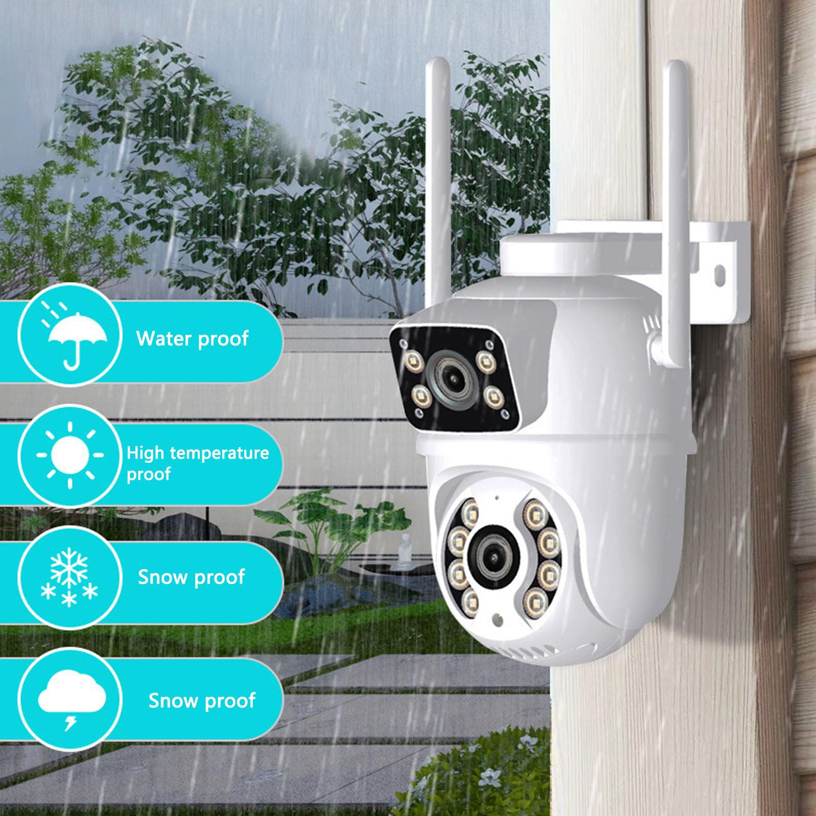 SENECESLI Telecamera PTZ da Esterno, Telecamera Resistente Alle Intemperie for Casa o Azienda (Spina europea)