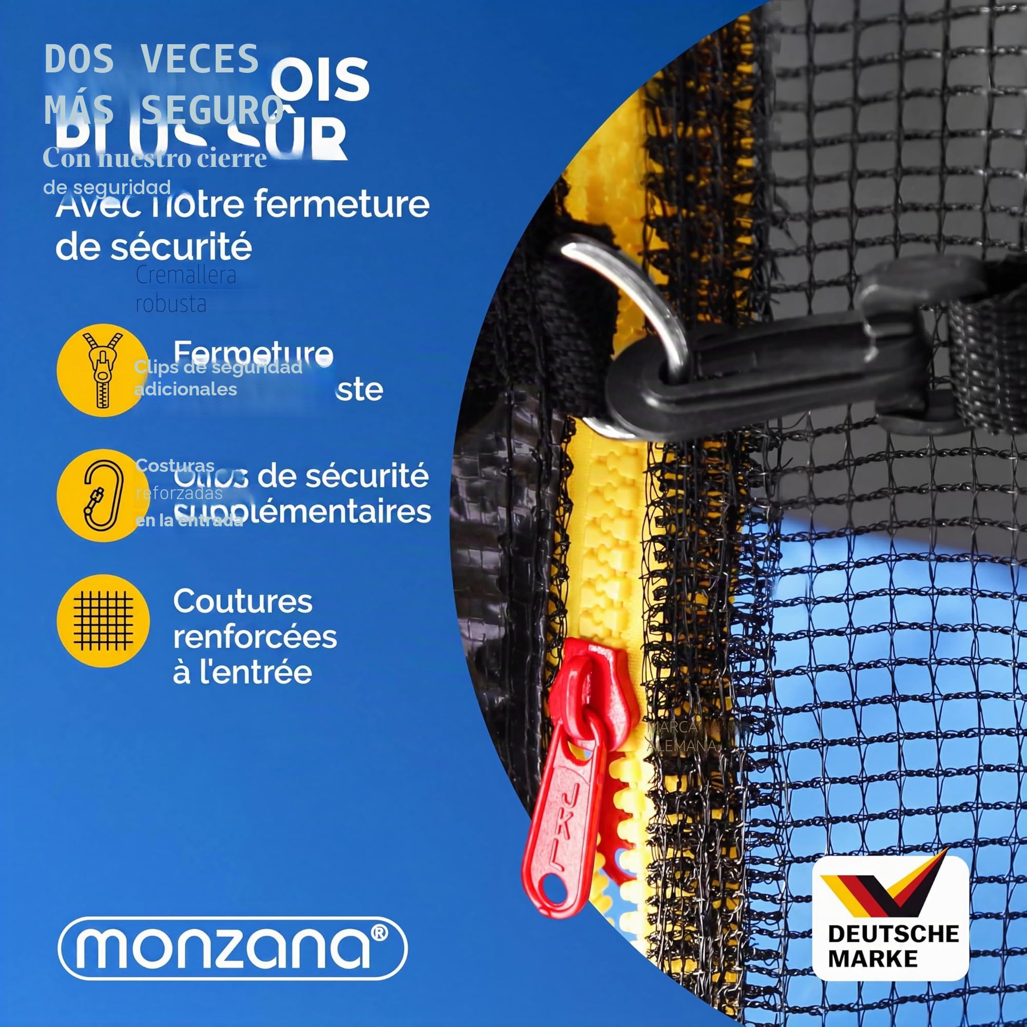 Monzana® Red Seguridad Trampolín Ø183/244/305/366/427cm Repuesto Reemplazo Cama Elástica Exterior Resistente Rayos UV 6-8 Postes Protección Infantil