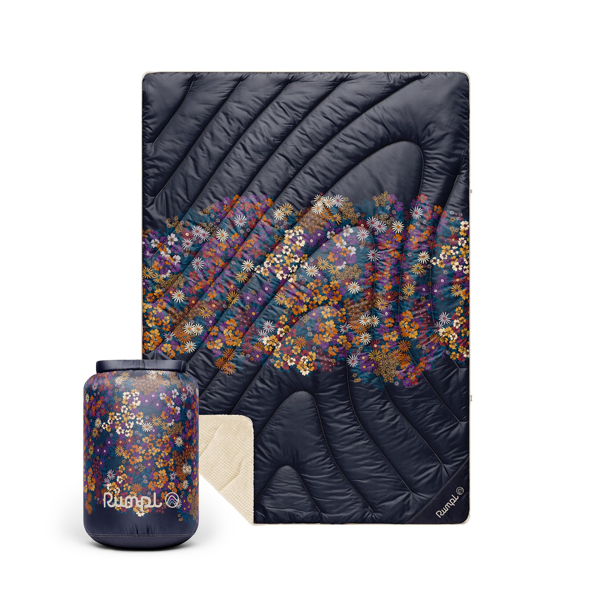 Rumpl Fleece Puffy Blanket, Throw, Midnight Bloom