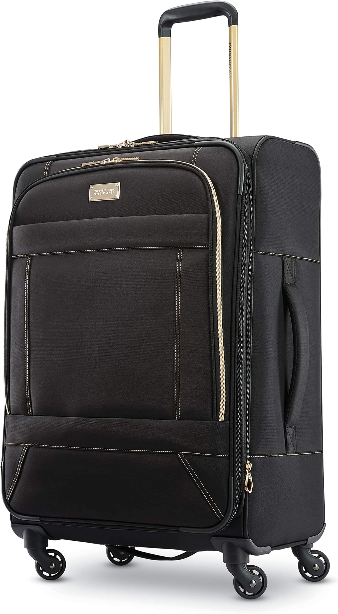 Belle Voyage Softside Luggage with Spinner Wheels, Black, Checked-Medium 25-Inch