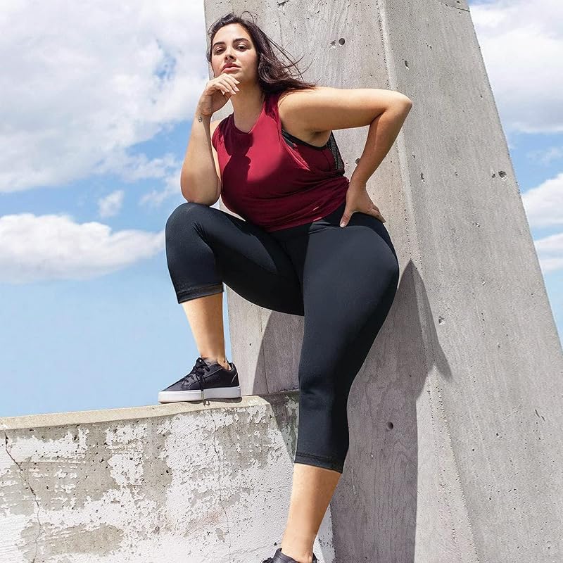 we fleece 3 Pack Plus Size Capri Leggings for Women -Stretchy X-Large-4X Tummy Control High Waist Spandex Workout Yoga Pants image 4