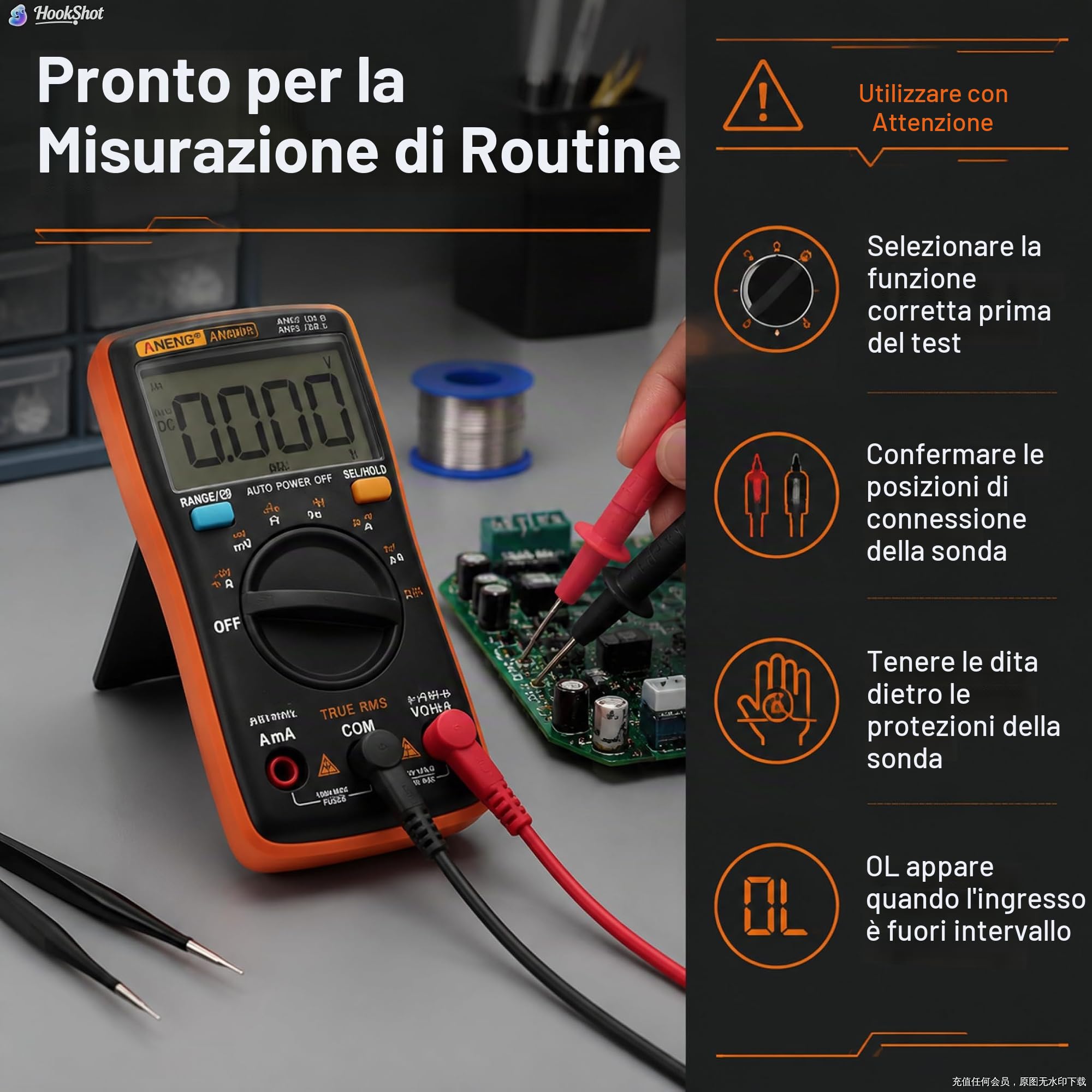 AN8008 Multimetro digitale True Tensione CA Tensione DC Amperometro Corrente Ohm metro Tester Diodi Transistor Temperatura Rosso