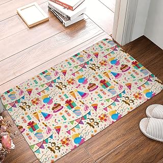Cartoon Cake Candle Gift Birthday Pattern Bedroom Rugs 16x24 Non Slip Carpet Floor Area Rug Fit Kitchen Living Room Kids Room Nursery Home Decor