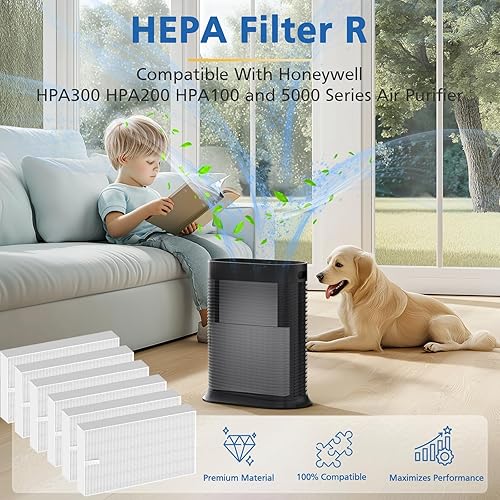 Miniatura 3 de Filtro HEPA HPA300 R de repuesto compatible con purificador de aire Honeywell Serie HPA100200300 y 5000, paquete de 6 filtros Honeywell R (HRF-R3 y