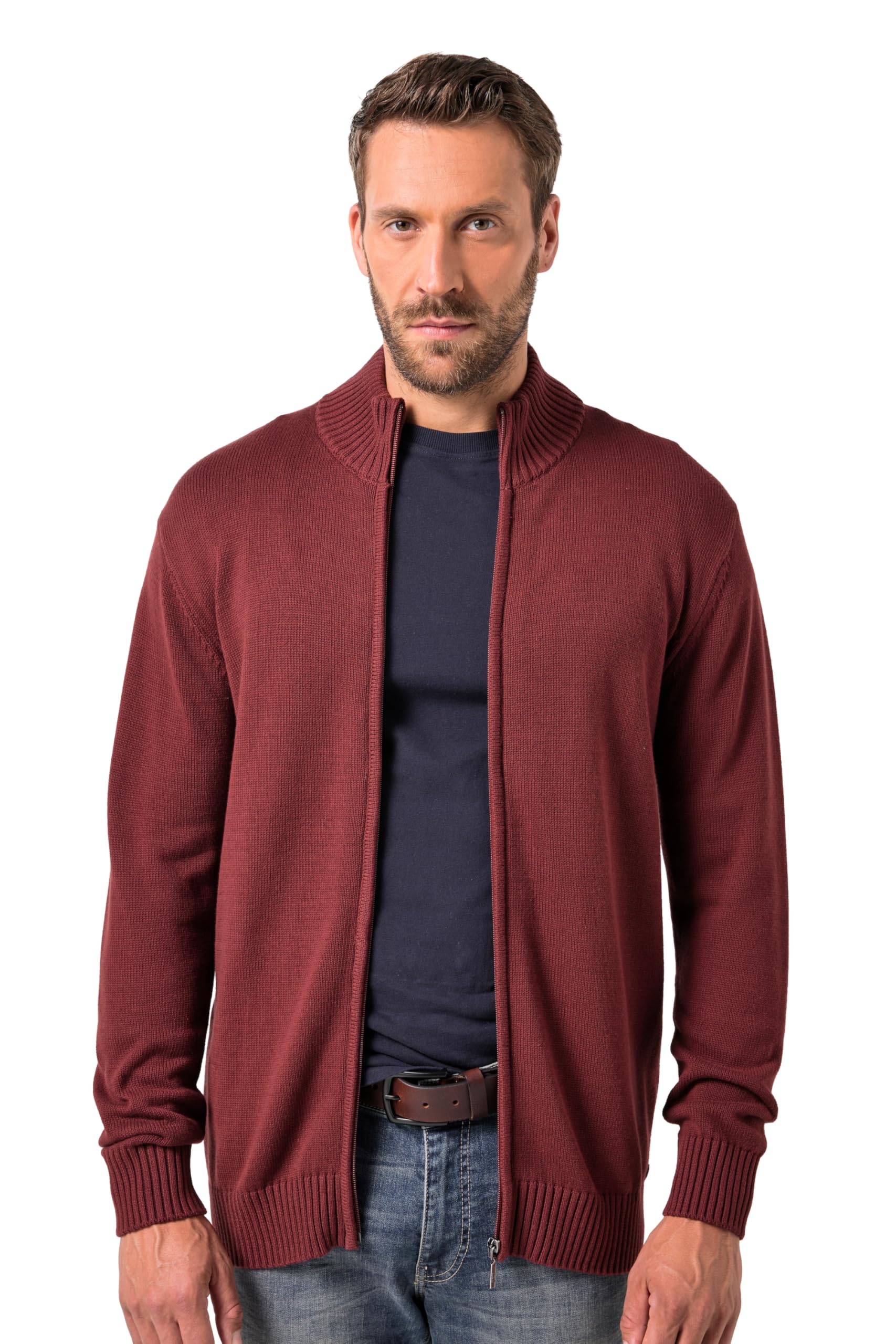 JP 1880 Herren große Größen Übergrößen Menswear L-8XL Strickjacke, Cardigan mit Stehkragen, Zipper, Rippbündchen, 717032