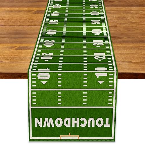 Rainlemon Camino de mesa de fĂştbol americano de lino para el dĂa del juego, fiesta de cumpleaños, cocina, comedor, decoraciĂłn de mesa (13 x 90 Rainlemon Camino de mesa de fĂştbol americano de lino para el dĂa del juego, fiesta de cumpleaños, cocina, comedor, decoraciĂłn de mesa (13 x 90