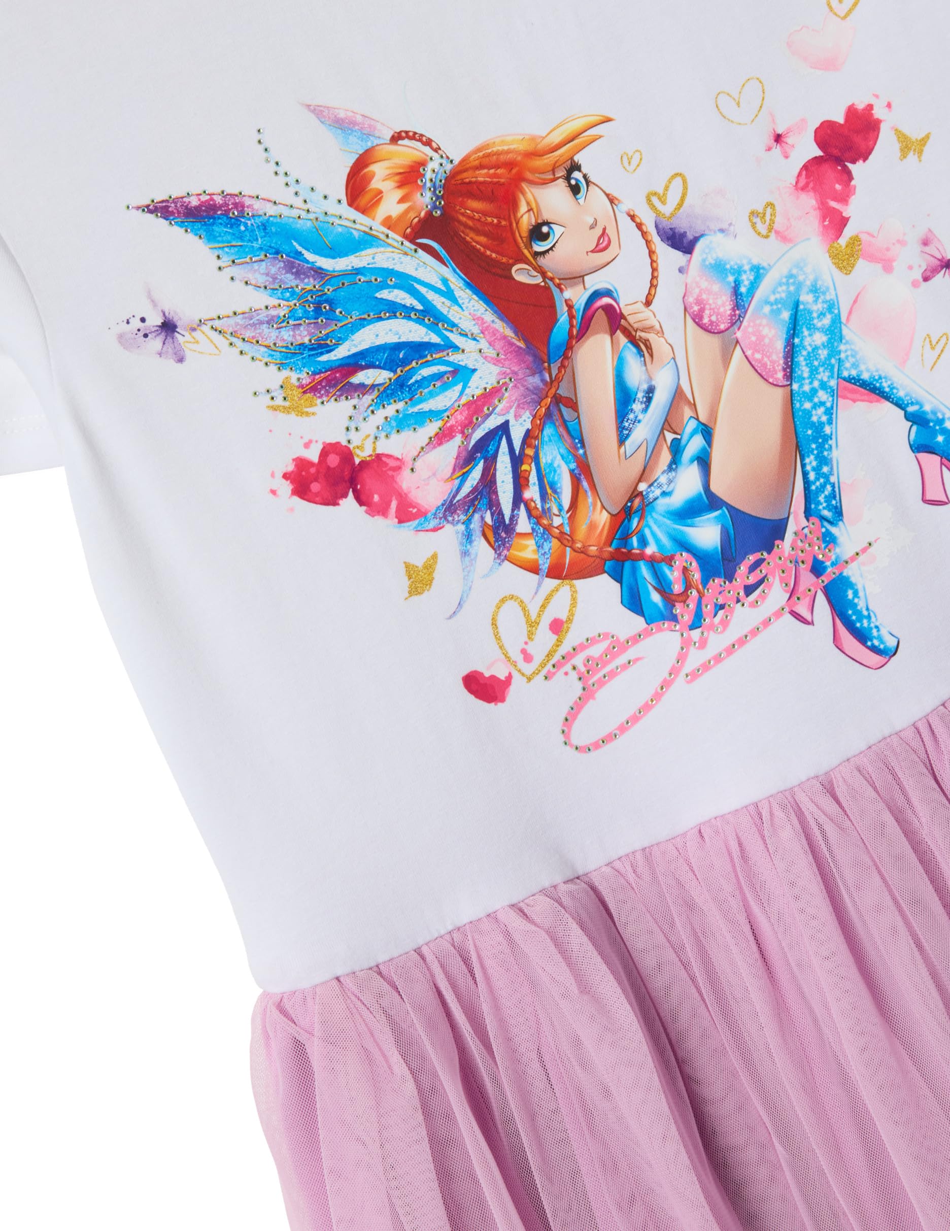 OVS Kids Abito Mini Rosa e Bianco in Cotone Elasticizzato con Tulle per Bambina Regular Fit