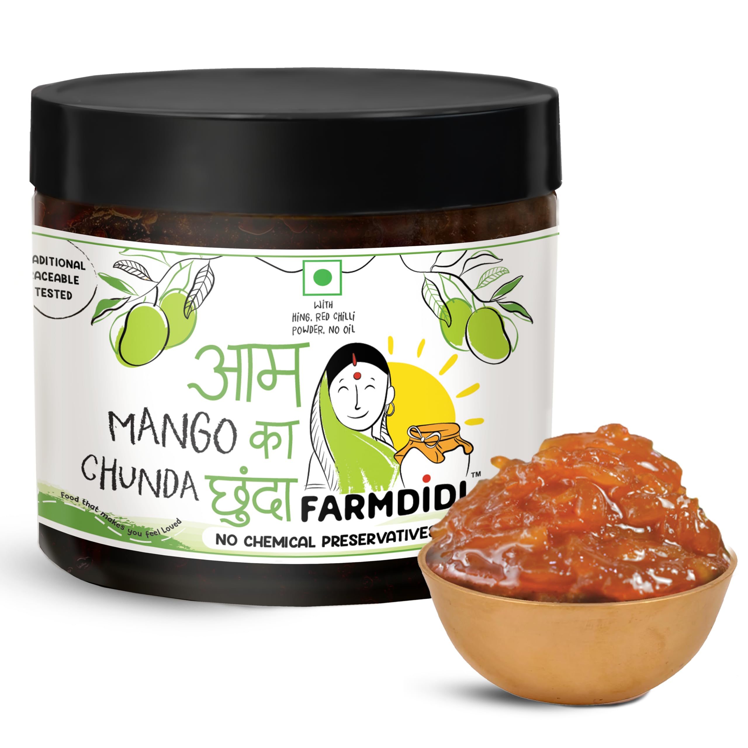 FarmDidi Mango Chunda with Jaggery 325g | Homemade Aam ka Murabba | Oil-Free Sweet & Tangy Aam ka Chunda | Handmade Khatta Meetha Pickle | No Chemical Preservatives