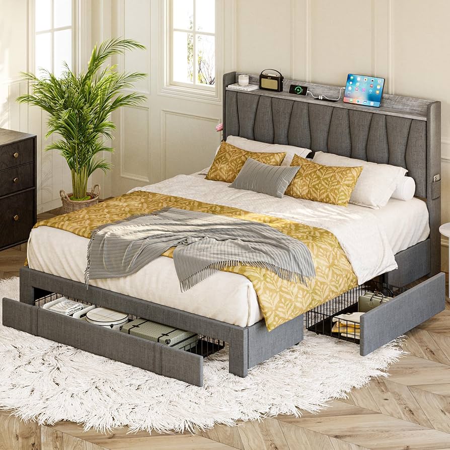 Amazon.com: ANCTOR Queen Size Bed Frame with Storage