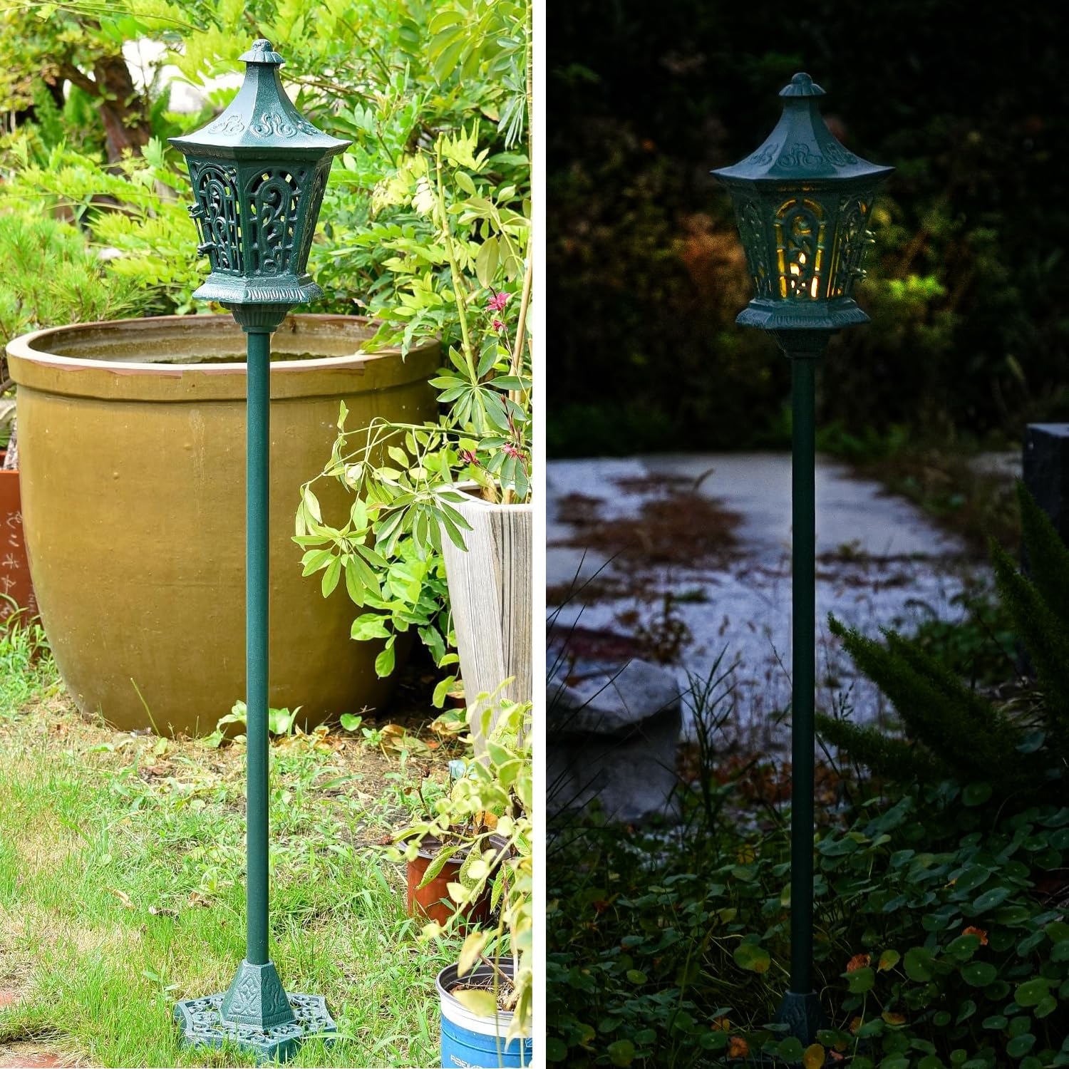 Lanterna new york grigio ghisa con catena da giardino per arredo esterno