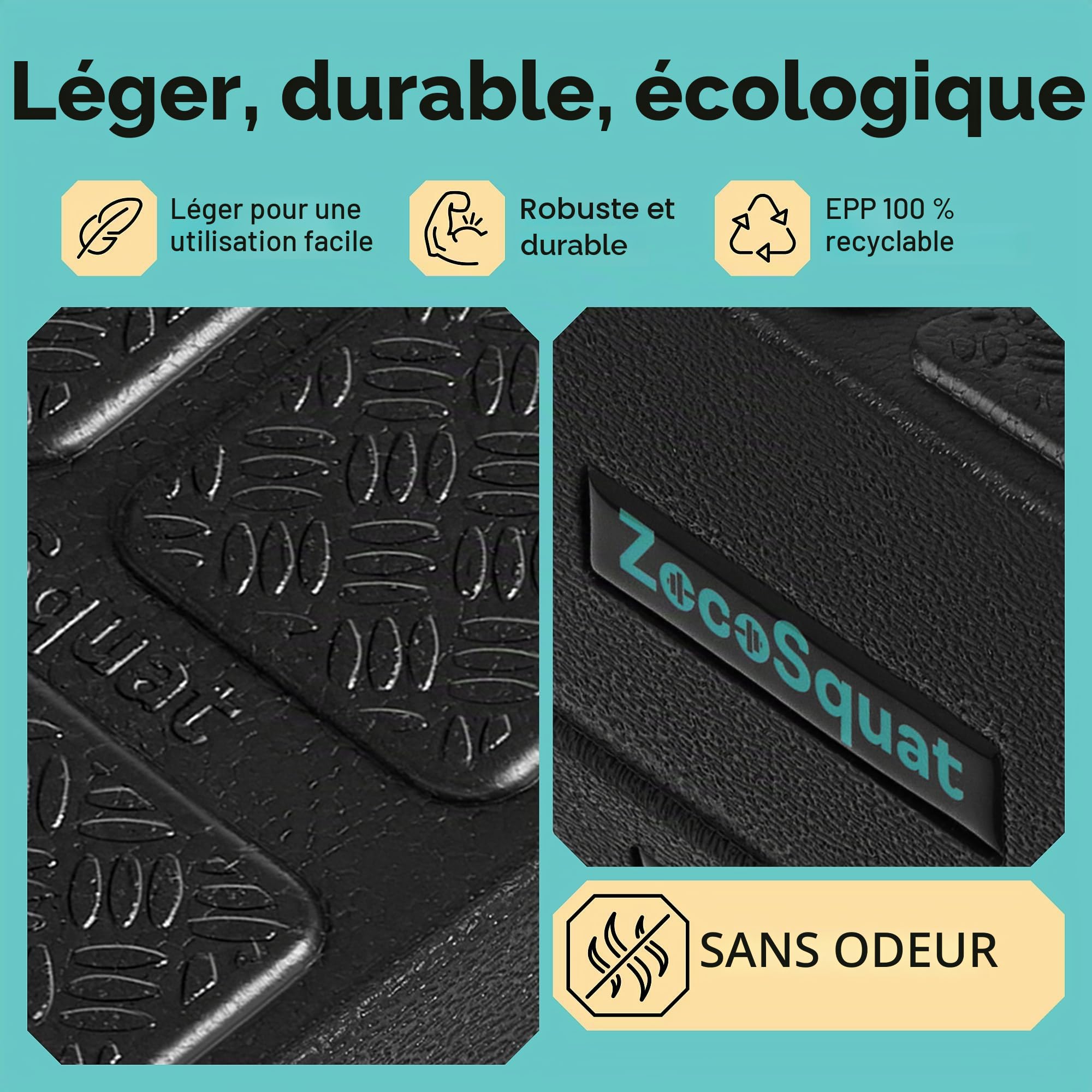 Cale de squat – Bloc incliné pour squats avec une capacité de charge de 236 kg – Planche inclinée pour étirement des mollets – Étireur de mollets incliné – Blocs de yoga
