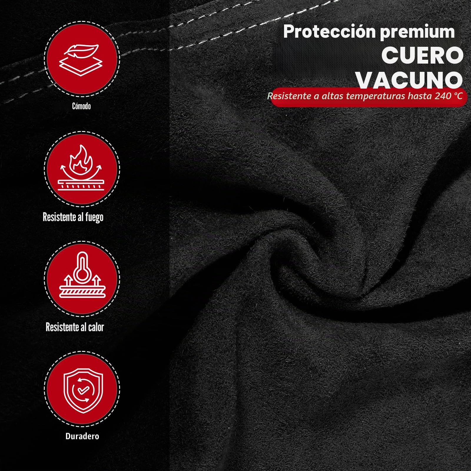 QeeLink Chaqueta de Soldadura de Cuero Hombre Resistente al Calor Heavy Duty Seguridad Soldador Ropa Trabajo Negro