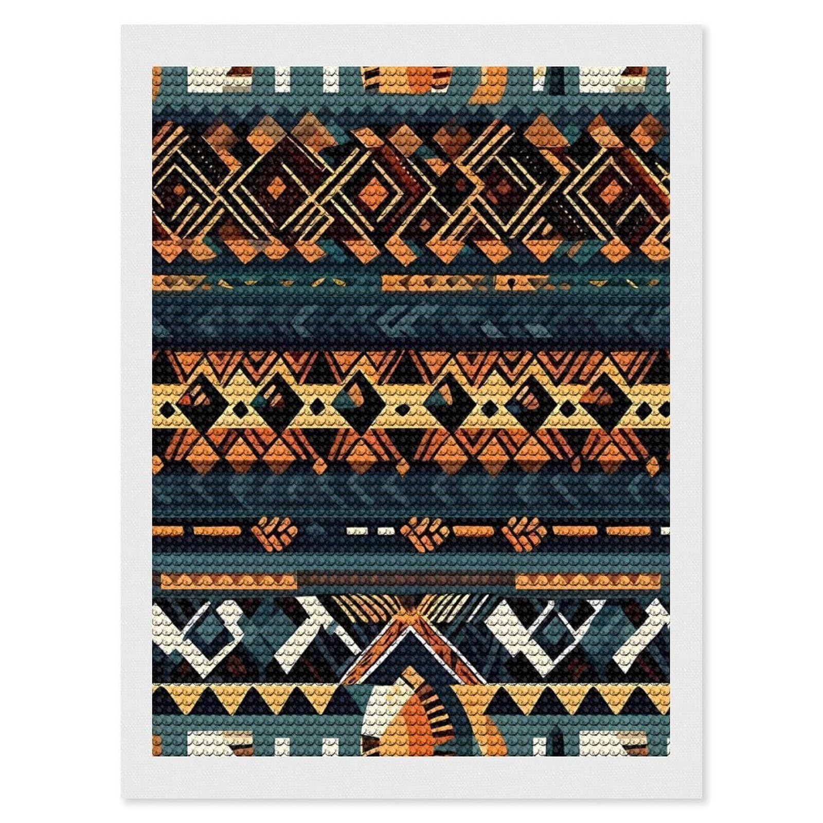 DWVTSLH African Tribal Ethnic Texture Diamond Painting Kits for Adults, Personalized Diamond Photo Art Full Drill, DIY 5D Diamond Art Painting Kits for Beginners, Home Wall Decor 12"x16"