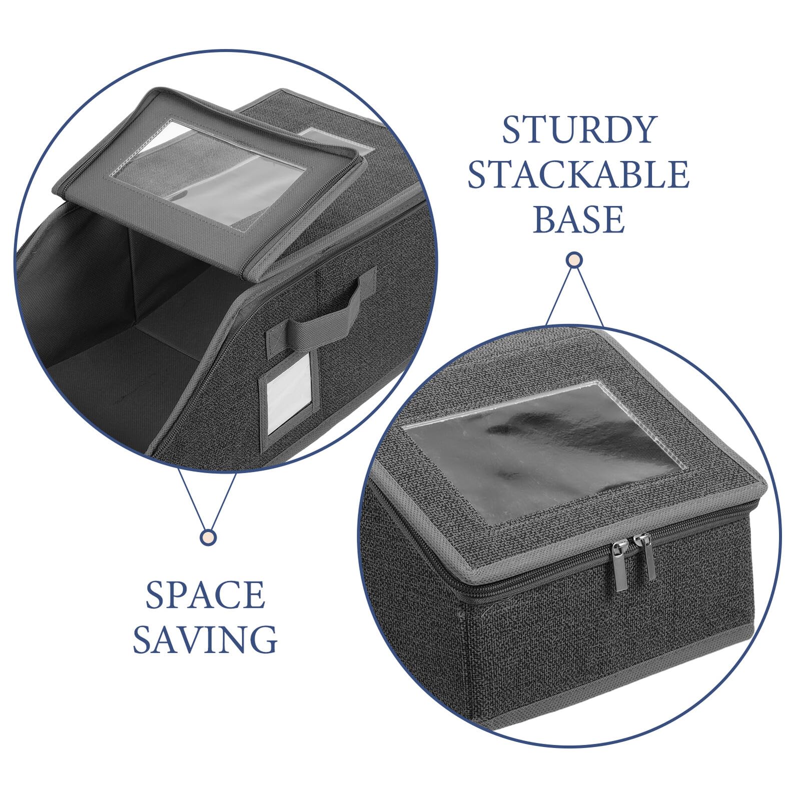 TOYANDONA Caja Organizadora de Gorras de Béisbol Plegable Transparente | 2 Piezas, Ventana Clara y Asa Lateral, Base Apilable con Cierre de Cremallera y Tarjeta Lateral