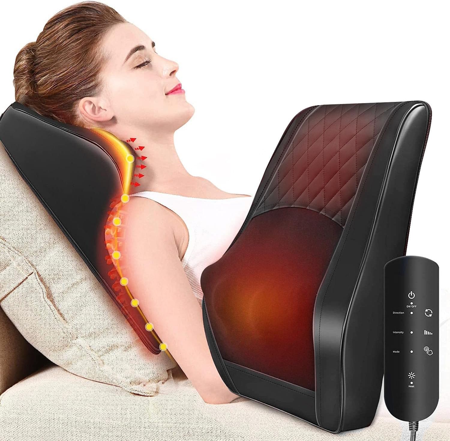 Boriwat Back Massager Neck Shoulder Massager with Heat, Shiatsu Massage Pillow for Pain Relief, Masseur for Neck, Back, Shoulder and Leg, Gifts for Men Women Mom Dad, Stress Relax at Home and Office Boriwat Back Massager Neck Shoulder Massager with Heat, Shiatsu Massage Pillow for Pain Relief, Masseur for Neck, Back, Shoulder and Leg, Gifts for Men Women Mom Dad, Stress Relax at Home and Office
