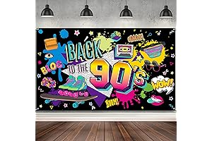 Irenare Back to the 90s Backdrop 90s Retro Theme Party Decorations
