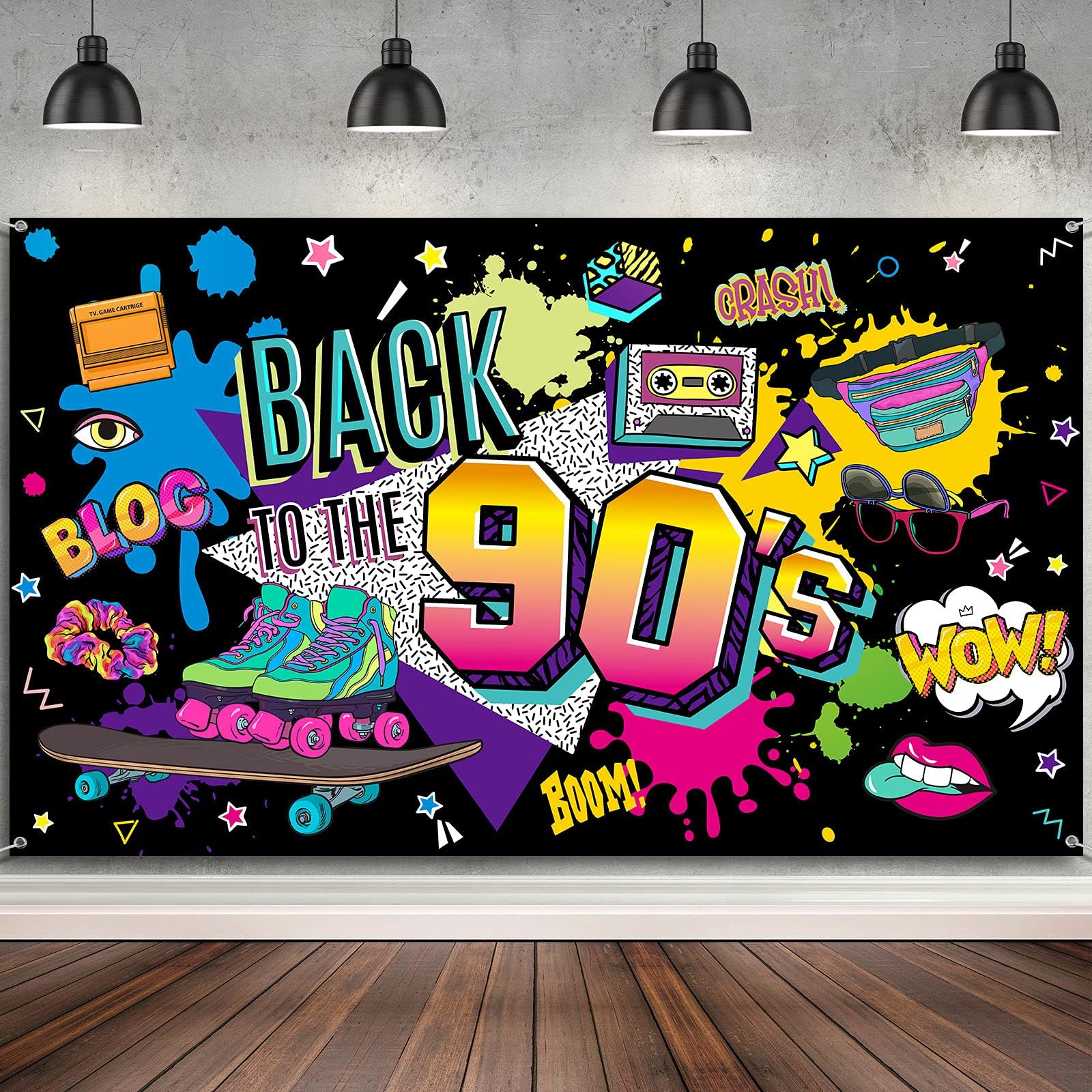 Irenare 90s Backdrop for Party Decorations Photoshoot Retro Hanging Banner Back to The 90s for Photography Hip Hop Graffiti Wall Decor Photo Back Prop for 90 80 Themed Birthday Party 6 x 3.6 ft