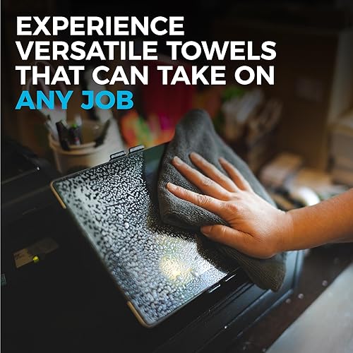 Miniatura 9 de (Paquete de 12) 16" x 16" toallas de limpieza de microfibra de grado comercial para usos múltiples, altamente absorbentes, sin pelusa, sin manchas,