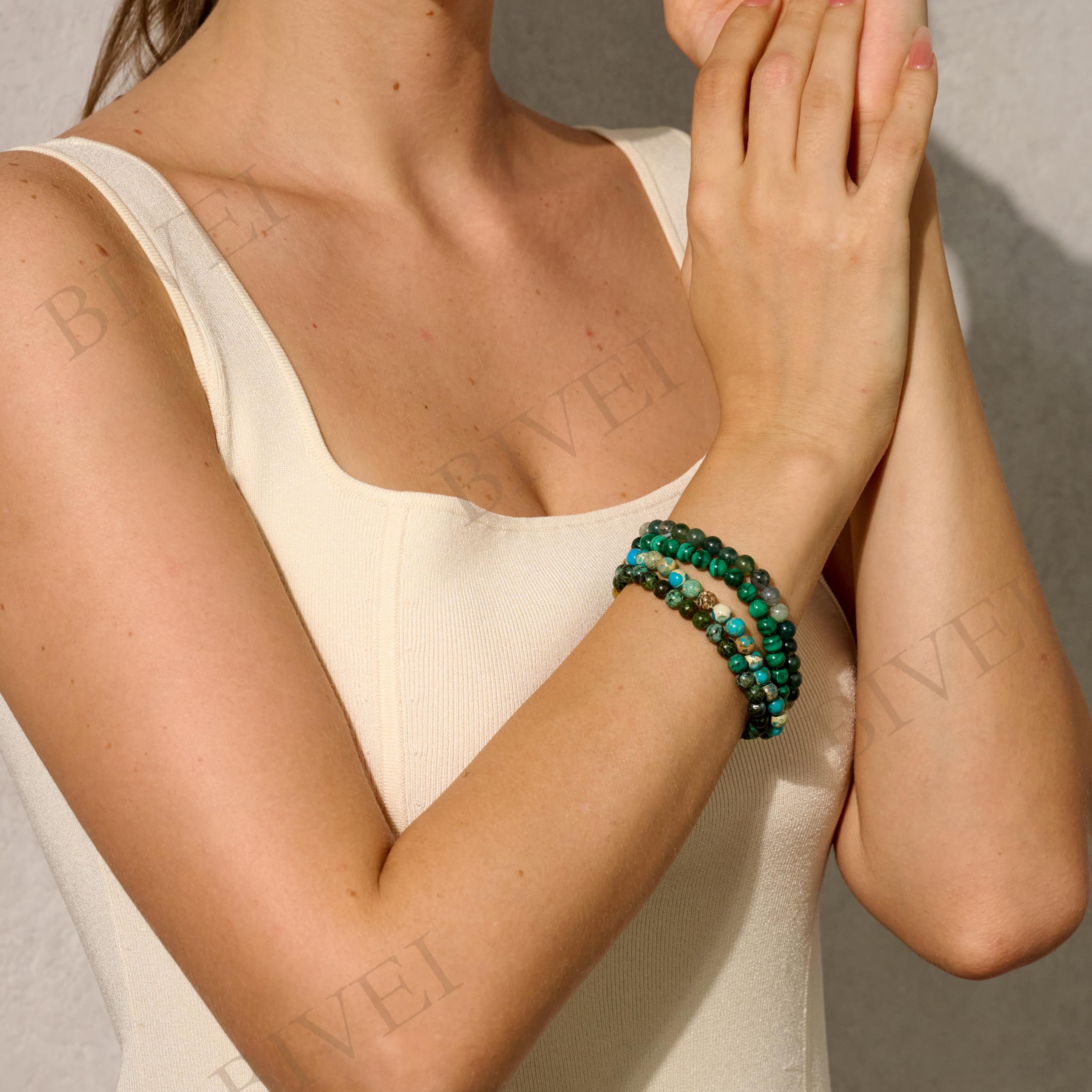 Bivei signora braccialetto perline 6mm semiprezioso cristallo naturale elastico elastico cristallo accessori regalo di yoga