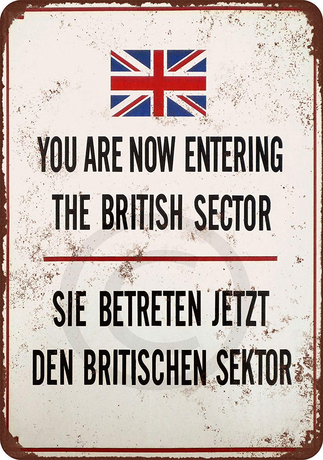 Inga Berlin Wall Now Entering British Sector Reproduction Metal Sign Vintage Metal Sign 8X12 inches