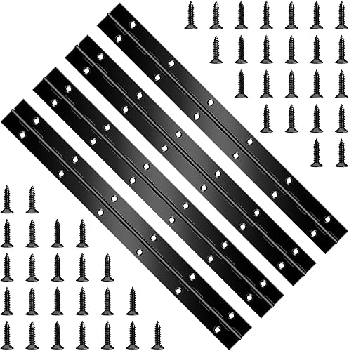 4 piezas, bisagra de piano de acero inoxidable negro de 30 cm de alta resistencia continua para puertas de gabinete, carpintería, muebles de madera,